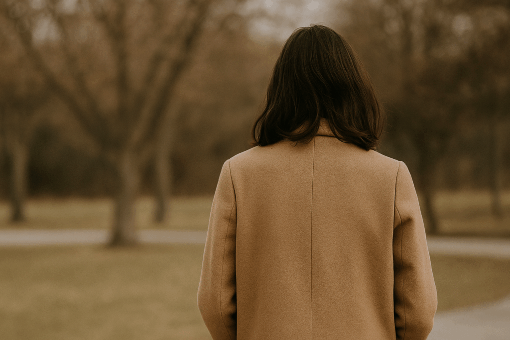 A solitary woman walking outdoors, evoking themes of self-reflection, attachment, and the search for meaning beyond relational patterns